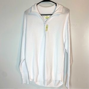 Offline by Aerie Oversized White Ribbed Pull Over Sweater Size S NWT